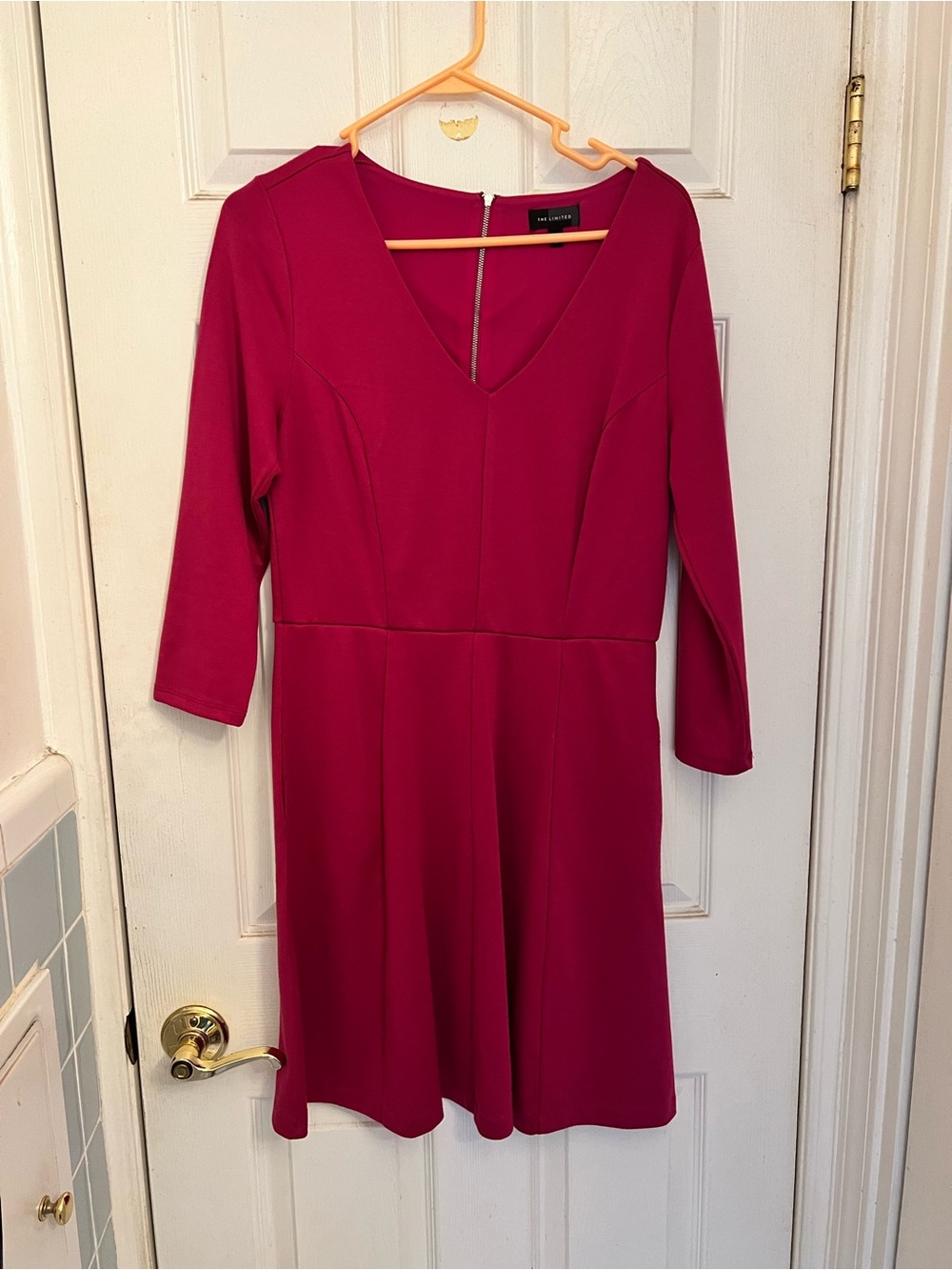 The Limited Women's Fuchsia V-Neck Fit & Flare Dress